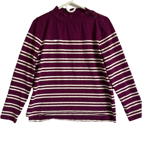 Talbots Petite M Orchid Color & White Stripe Top With Buttons - Picture 2 of 5